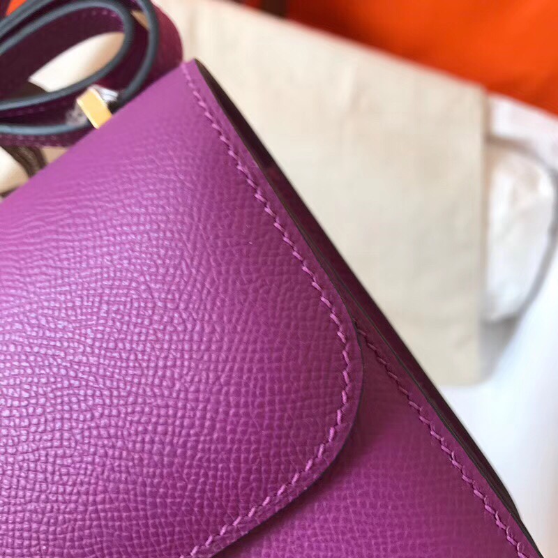 Hermes Constance 24cm Shoulder Bag In Anemone Epsom Leather